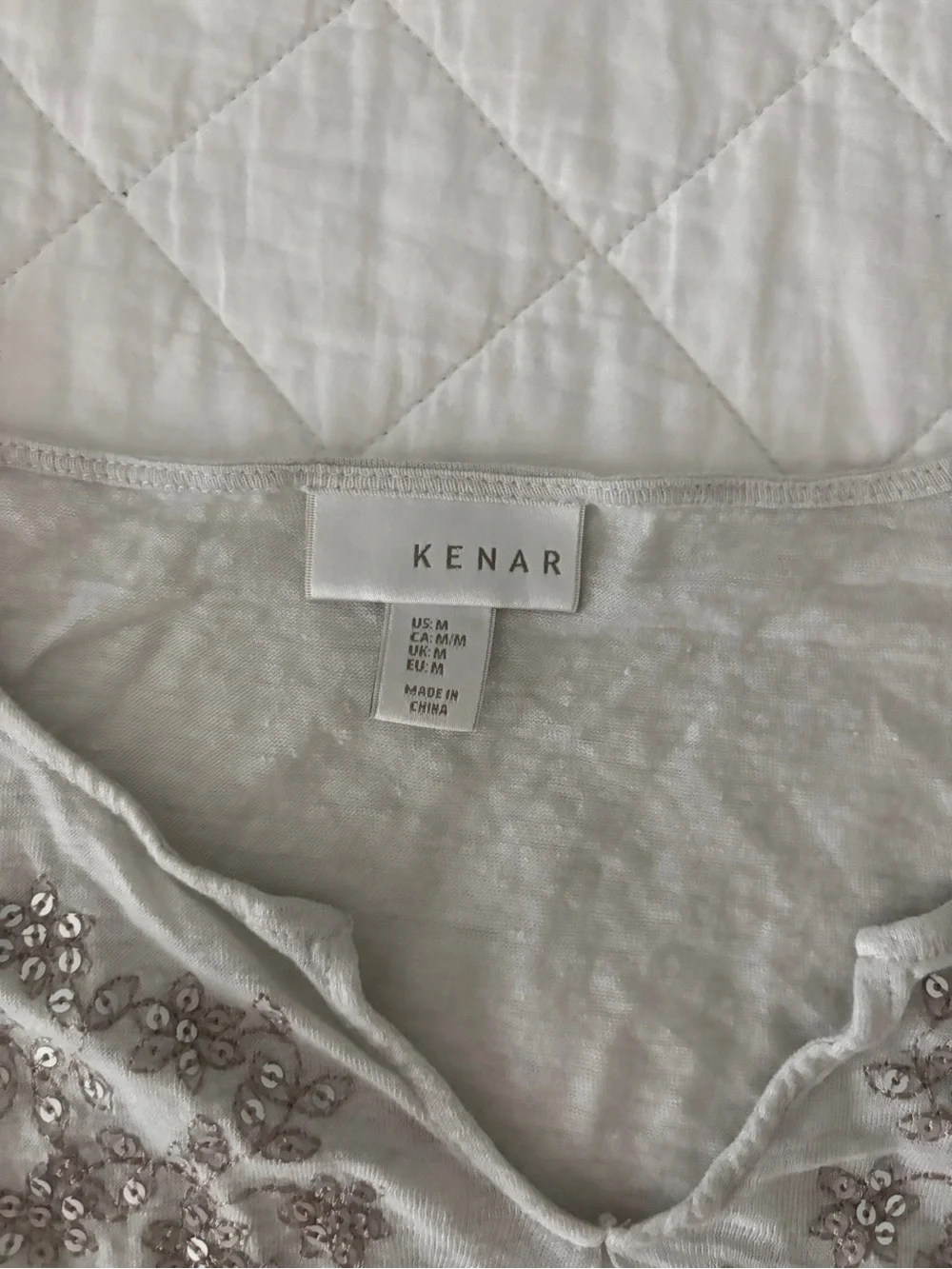 Kenar Embellished Linen Blend Tee - Picture 3 of 3